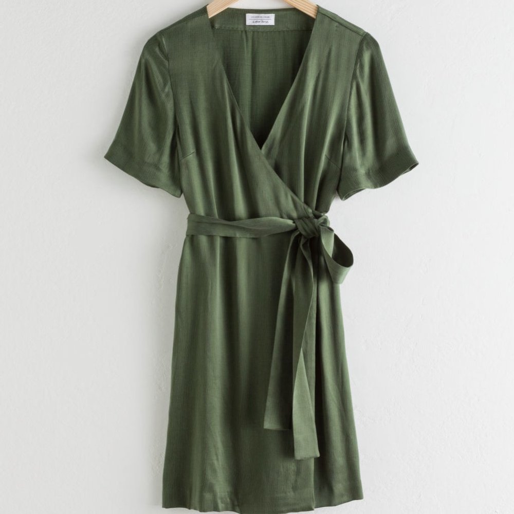 & Other Stories Green Wrap Dress